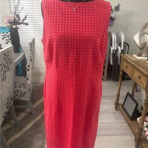 Liz Claiborne Red Eyelet Midi Dress